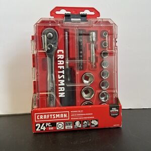 Craftsman 24 Piece‎ SAE 3/8 Drive Mechanics Tool Set 6PT Ratchet CMMT12012 NEW